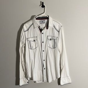 Pop icon buckle medium white button down